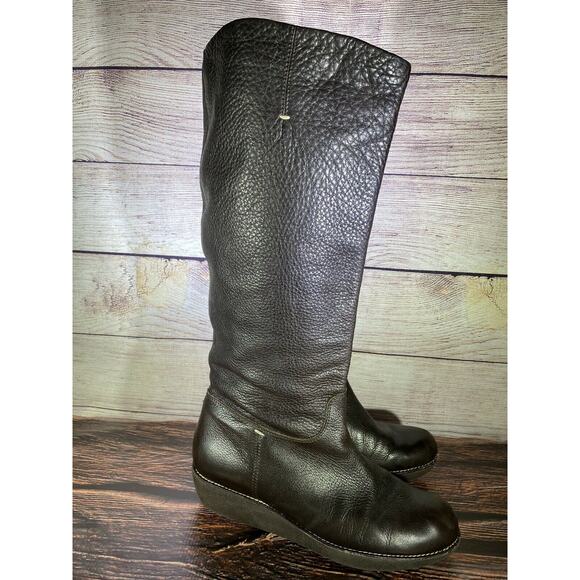 Daniblack Brown Calf-Length Pull On Wedge Heel Boots, Sz 7.5M - Picture 10 of 10